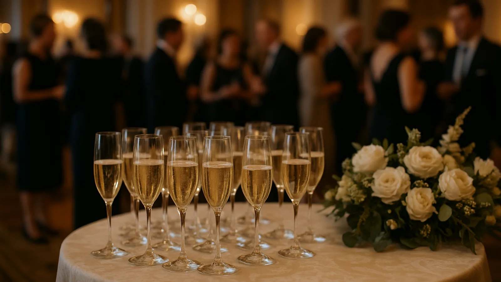 Eleganter Sektempfang mit gefüllten Sektgläsern